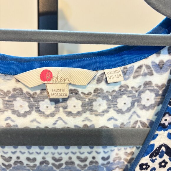 Boden Casual Jersey Short Sleeve Surplice Blue Floral Dress - Picture 3 of 10